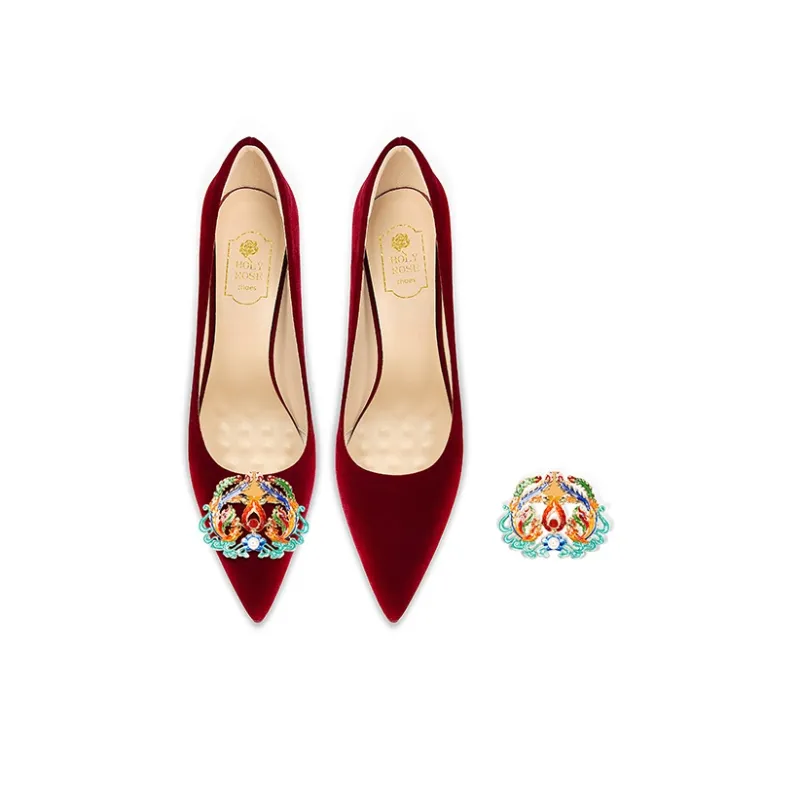 Holy Rose Slim Heel High Heels 10cm Women's Burgundy-1