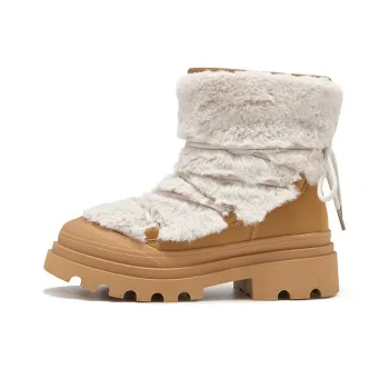 Beau Today Leather Short Mid-Calf Snow Boots Women's