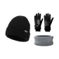 Black Hats & Caps+Black Gloves+Gray Scarf