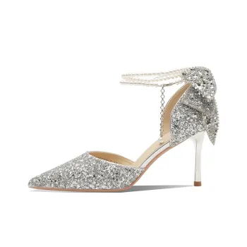 Ainer cat Heart Fluttering Lover Slim Heel High Heels 8cm Women's Silver
