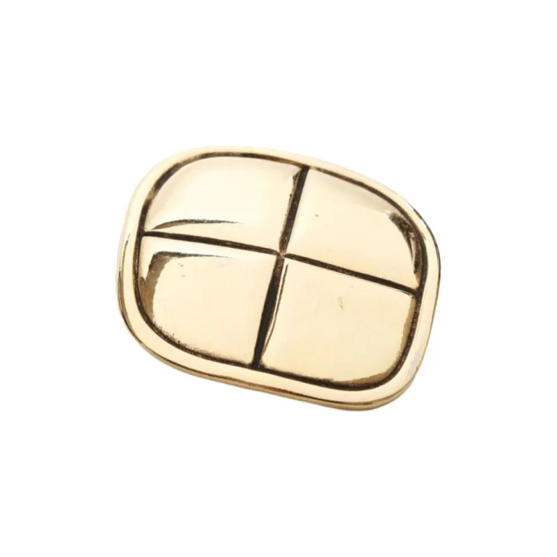 CHANEL 1970 1980 Gold Plated Matelasse Diamond Clip On Earrings Costume Earrings-2