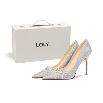 LOLY Fairy Style High Heels For Summer Slim Heel Formalwear Shoes Unlined Women's Silver