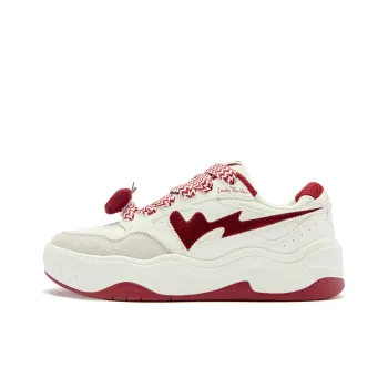 QIAODAN Panda Print Anti Slip Wear Resistant Low Top Skateboard Shoes Women's Beige Red