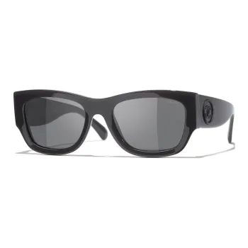 CHANEL Square Sunglasses Unisex Black