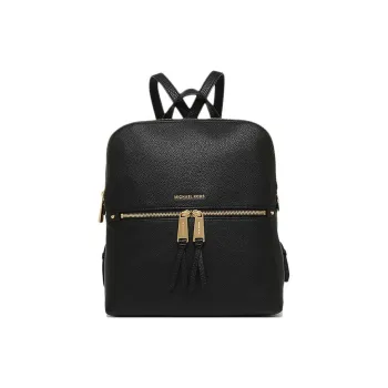 MICHAEL KORS Rhea Zip Leather With Cow Leather Backpack Medium Size Women's Black