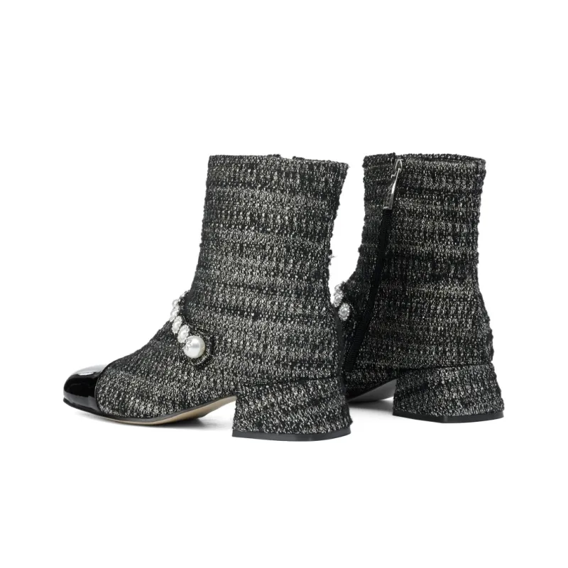 ELLE Ankle Boots Women's Black/Blue Gold-10