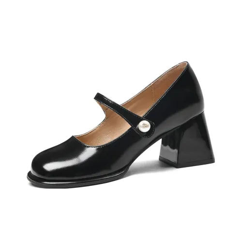CAMEIDO Chunky Heel High Heels 6.5cm Women's Black