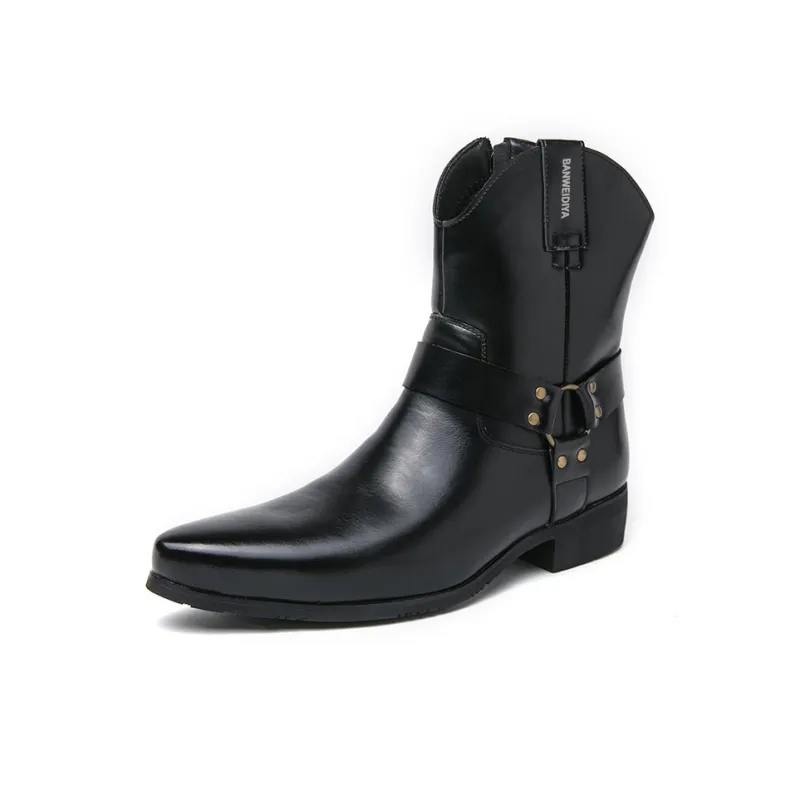 BANWEIDIYA Ankle Boots Men Black/Brown-0