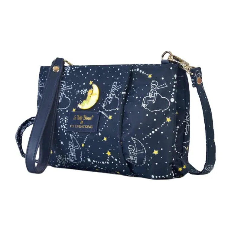 FX CREATIONS Nylon Bean Bag One Shoulder Crossbody Clutch Women's Navy Blue-1