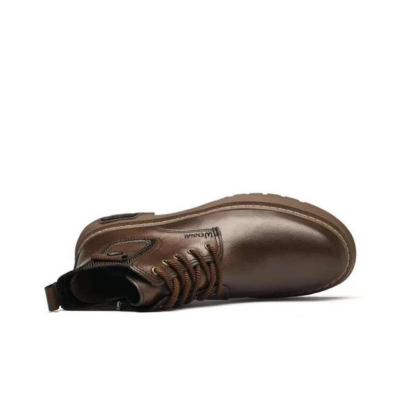 Wen Nai Short Martin Boot Men's Brown-3