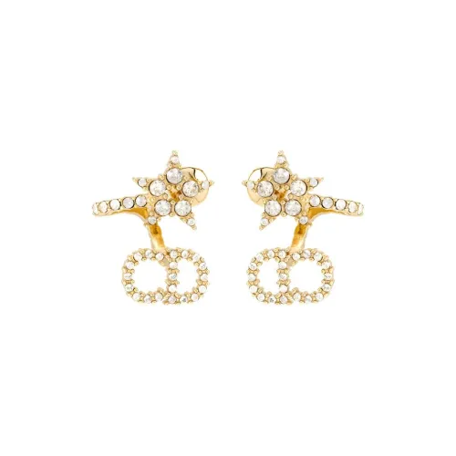 DIOR Zircon Earrings Women's Gold