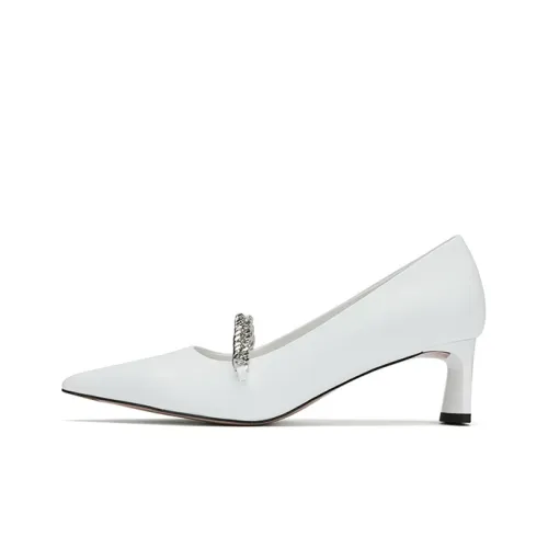CINDY C ERIC Chunky Heel High Heels 5.5cm Women's White