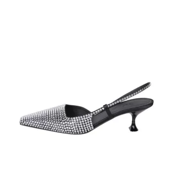 3JUIN Slim Heel High Heels 6.5cm Women's Black Silver