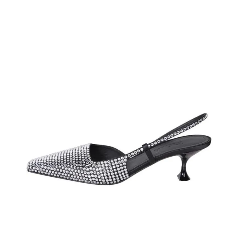 3JUIN Slim Heel High Heels 6.5cm Women's Black Silver-0