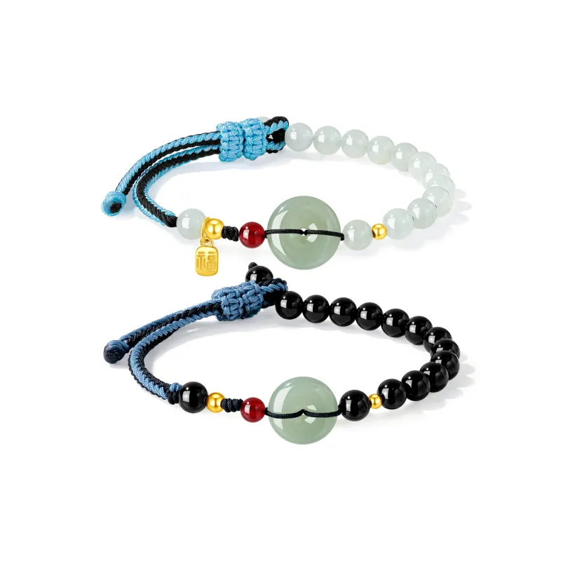 Lao Feng Xiang Hetian Jade Bracelets Green Jade Unisex-10