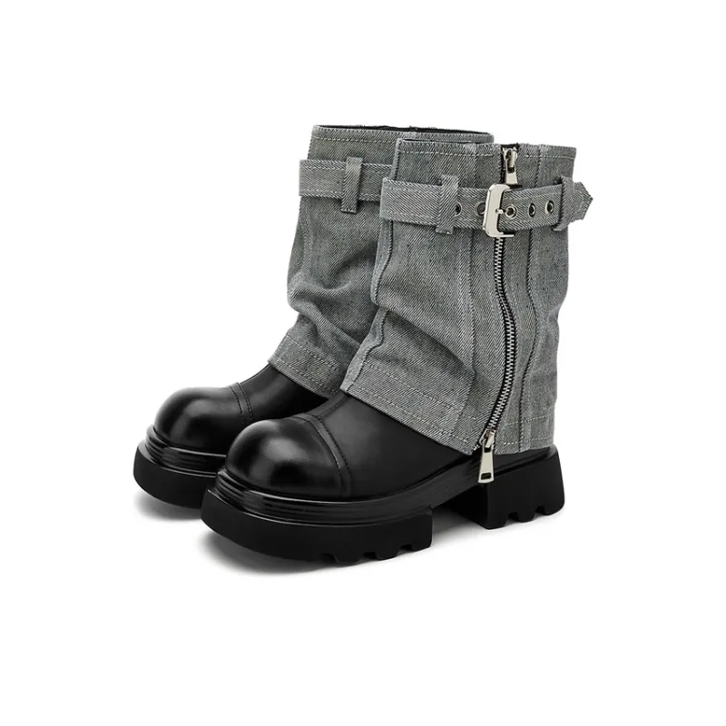 Jin Baichuan Ankle Boots Women's Light Blue-3