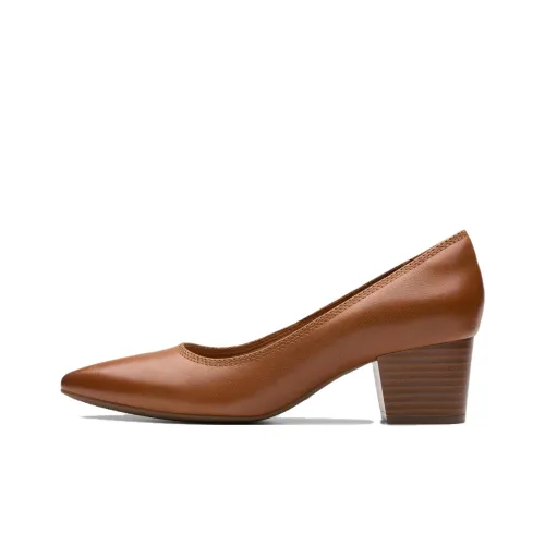 Clarks Chunky Heel High Heels 5cm Women's Tan