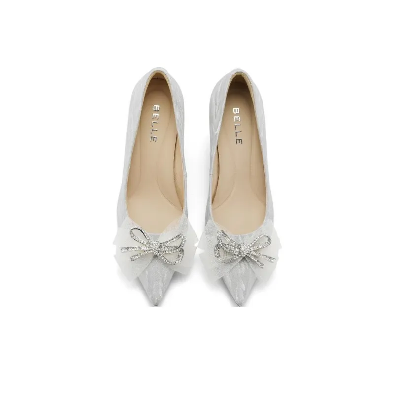 BELLE Slim Heel High Heels 6.5cm Women's Silver-4
