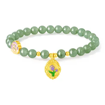 Lao Feng Xiang Beaded Bracelet Girl Jasper Women's