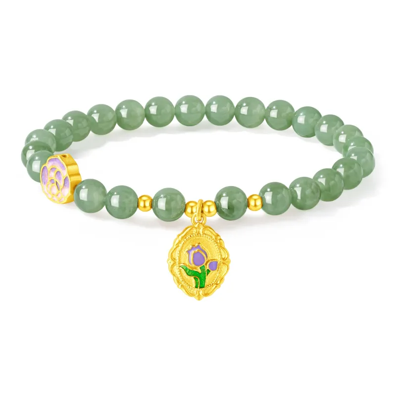 Lao Feng Xiang Beaded Bracelet Girl Jasper Women's-0