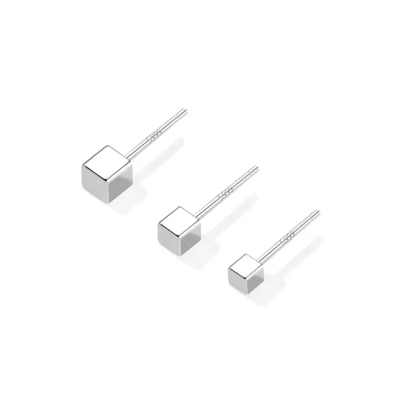 GUDUD 999 Fine Silver Stud Earrings Unisex-5