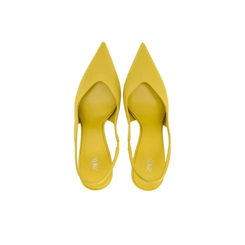 ZARA Slim Heel High Heels Women's Yellow-4