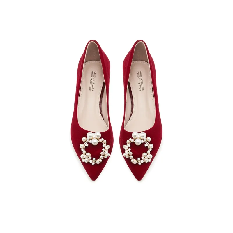 SANTA BARBARA POLO & RACQUET CLUB Chunky Heel High Heels 3cm Women's Red-12