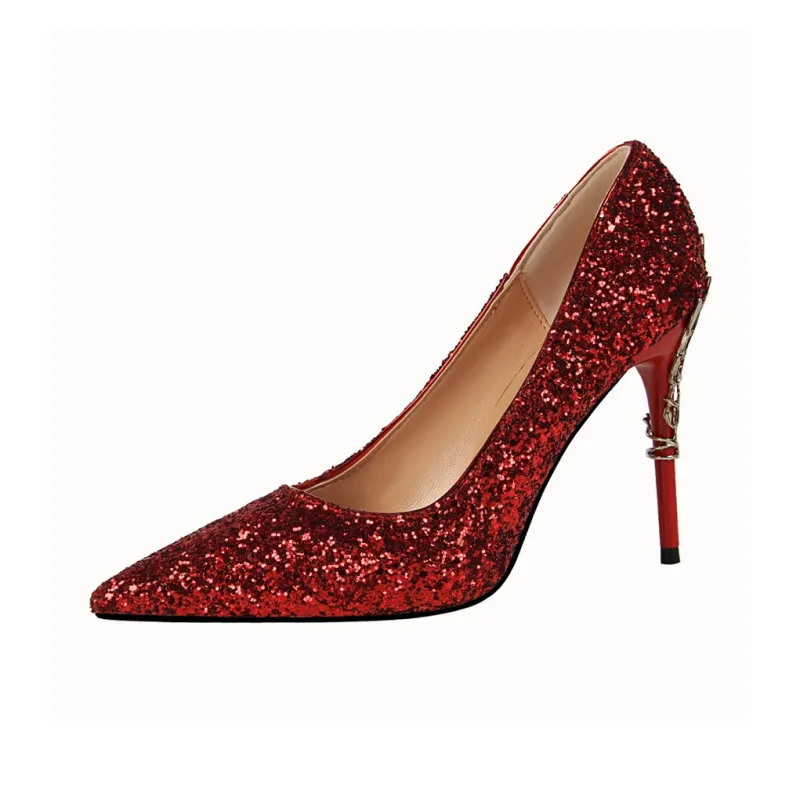 QITUMAUL Slim Heel High Heels 9.5cm Women's-1