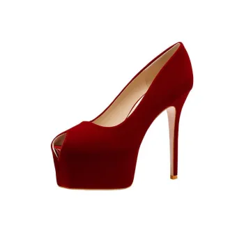 PJJUU Slim Heel High Heels 13.5cm Women's Burgundy