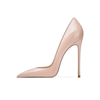 Ganxiaojie High Heels Women's Patent Leather Apricot