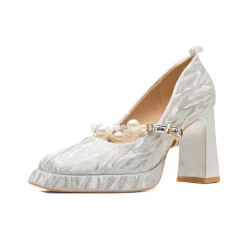 Zubumei High Heels Women's Silver, Champagne