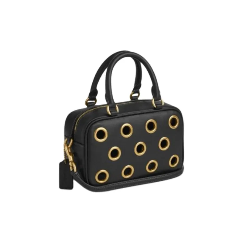 COACH Cow Leather Shoulder Bag Crossbody Bag Handbag Small Size Women's Black-1