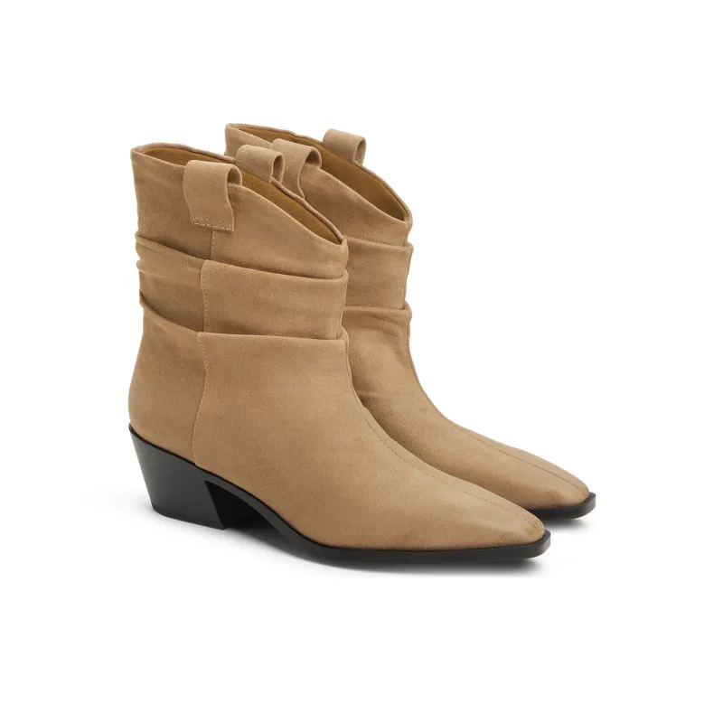 CHARLES&KEITH Small CK Ankle Boots 5.1cm Women's Tan Tea Brown/Black Black-1