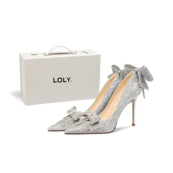 LOLY High Heels Princess Style Crystal Shoes Gift Date Bestie Girlfriend Women's Silver