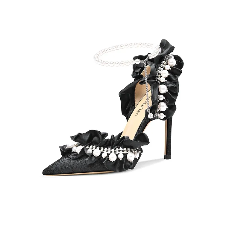 Lily Wei Splendid Three Thousand Slim Heel High Heels 10cm Women's Black-0
