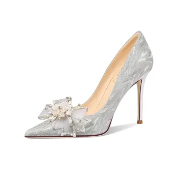 LOLY Crystal Shoes French Wedding Shoes New Arrival Summer Slim Heel Everyday Wear Fashion Versatile Women's White