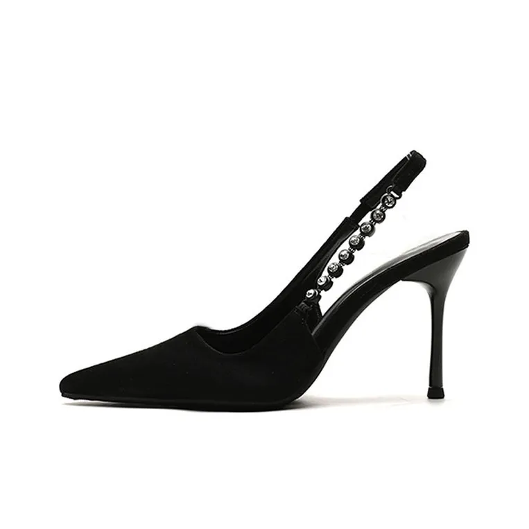 BIGTREE Slim Heel High Heels 9cm Women's Black-0