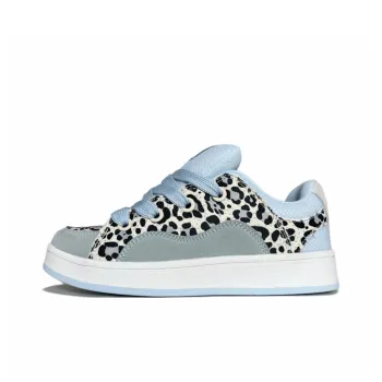 CHERRY&KALIKA Low Top Skateboard Shoes Women's Leopard Print Blue
