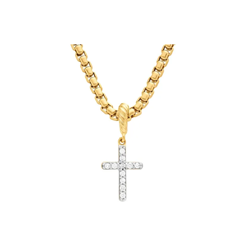David Yurman 18kt Yellow Gold Cable Collectibles Cross Diamond Amulet 17mm-0