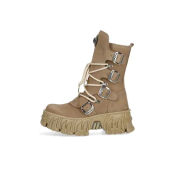 NEW ROCK Ankle Boots 7cm Unisex Brown