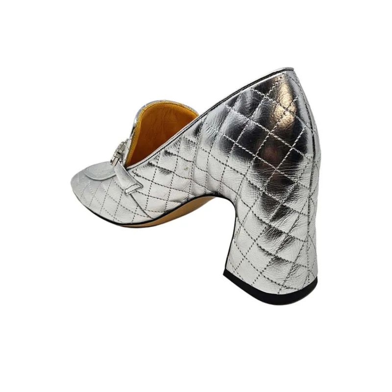 MADISON MAISON Chunky Heel High Heels 7.5cm Women's Silver-2