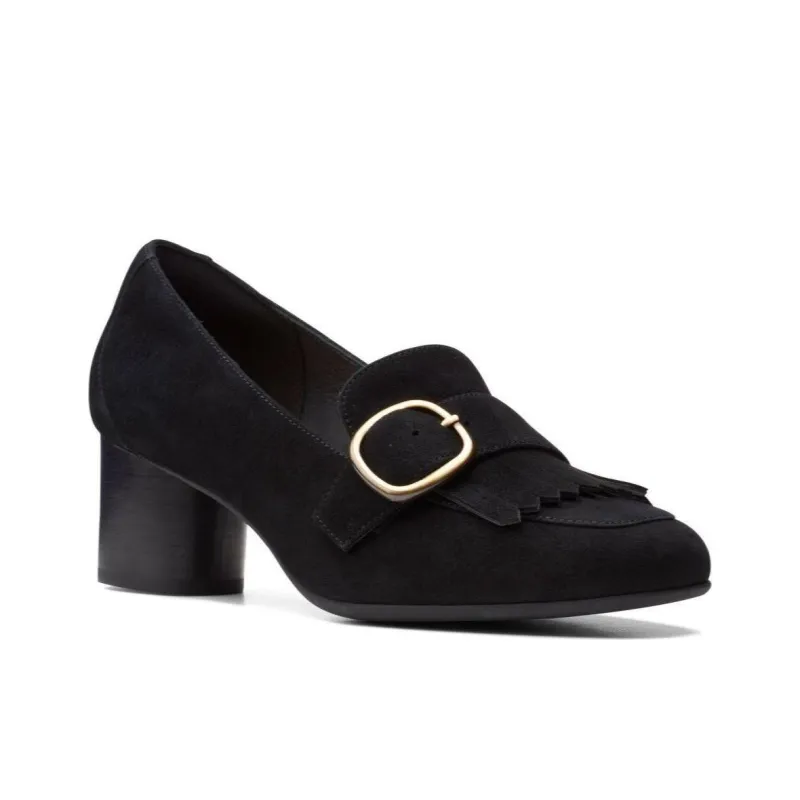 Clarks Chunky Heel High Heels 5.5cm Women's Black-3