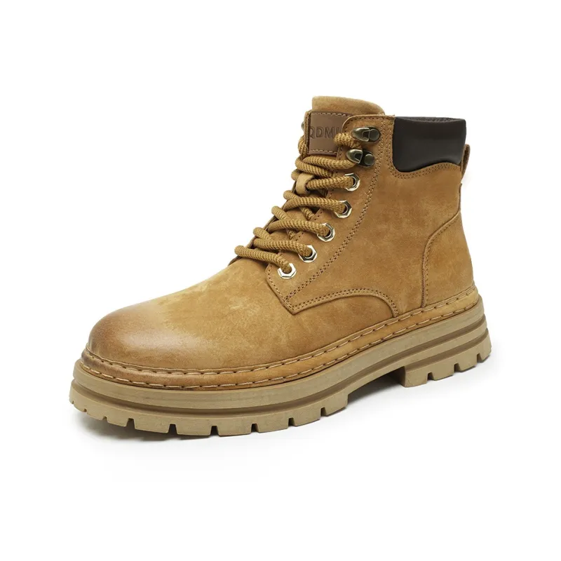 Qiandongmeili Martin Boots Men Gold/Khaki-8