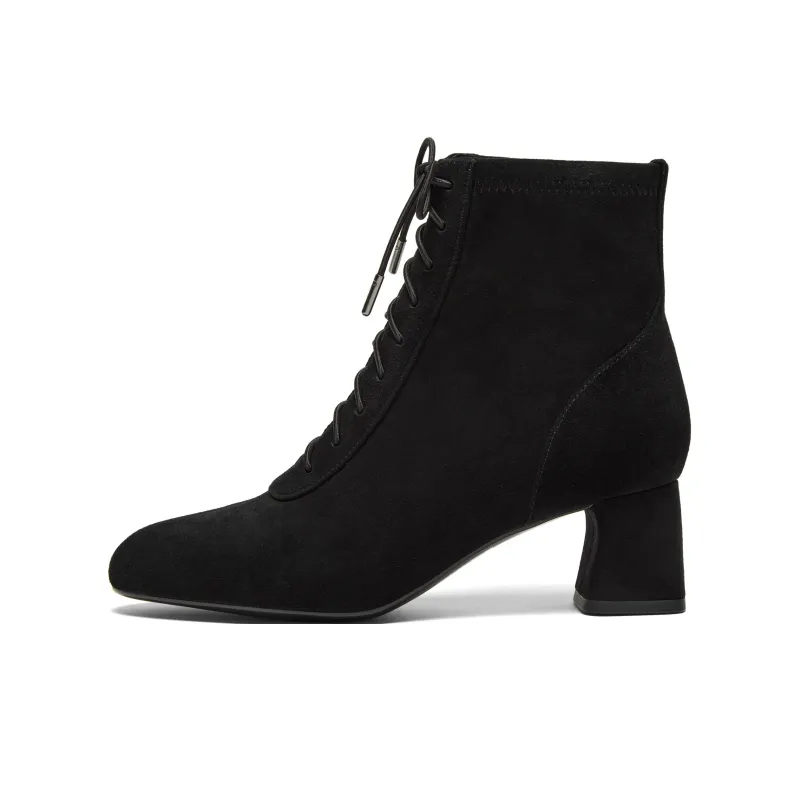 Joypeace Deer Boots Ankle Boots Chunky Heel Women's-0