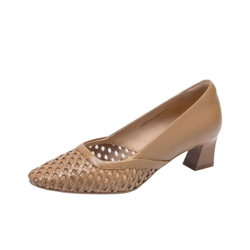 Satchi High Heels Women's Black/Ecru/Brown-11