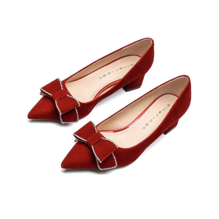 Ainer cat Chunky Heel High Heels 5cm Women's Red-2
