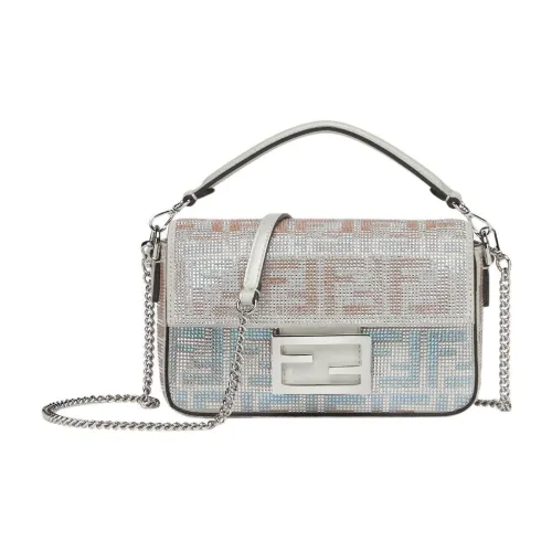 FENDI Baguette Calfskin Shoulder Bag, Crossbody Bag, Handbag Mini Women's White