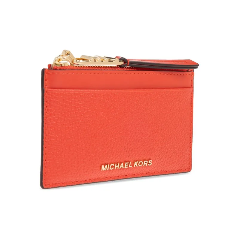 MICHAEL KORS Leather Card Holder Women's Orange Red-1