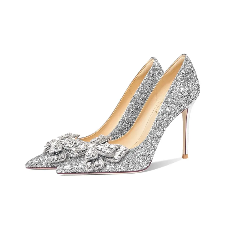 Holy Rose Gift Box Set Slim Heel High Heels Women's Silver-1
