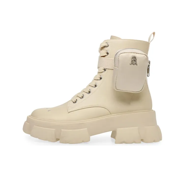 STEVE MADDEN Martin Boots Women's White/Black/Sand-8